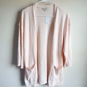 Loft Blush Pink 3/4 Sleeve Longline Cardigan Sweater NWT